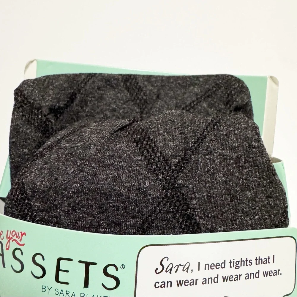 NEW Assets Spanx Flipside Diamond Shaping Tights Opaque Black Ash Size 4